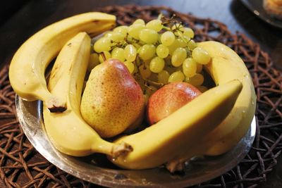 High angle view of fruits in plate