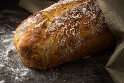 High angle view of bread on table