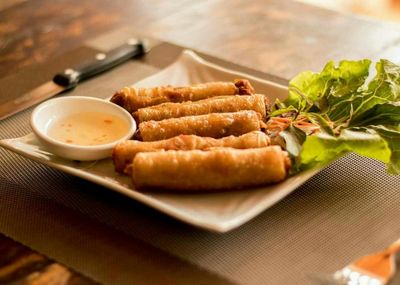 Close-up of served food on table