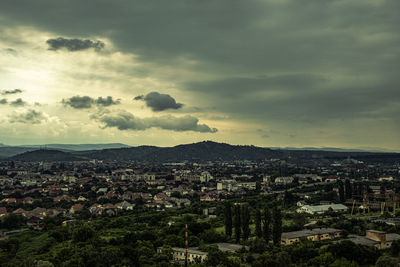 High angle view of townscape against sky