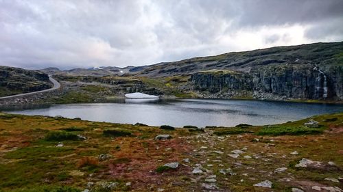 Scenic view of lake against sky