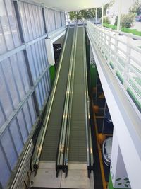 High angle view of escalator