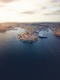 Aerial view of fort saint angelo in birgu, malta.