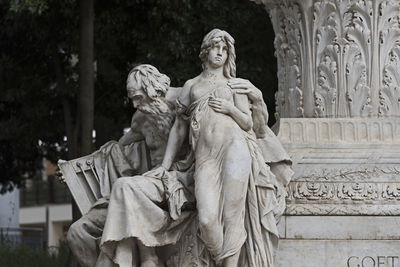 Johann wolfgang  goethe monument near villa borghese gardens in rome, italy