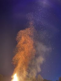 Low angle view of fire against sky at night