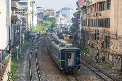 Railroad tracks in city