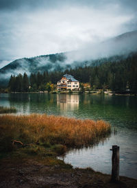 Scenic view of lake against sky