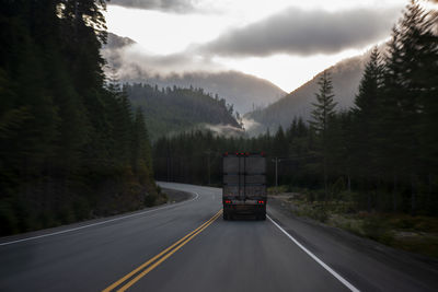 Road by trees against sky