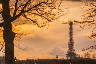 Silhouette of tower during sunset