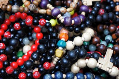 Full frame shot of multi colored rosary beads