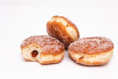 Close-up of dessert on white background