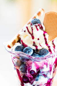 Close-up of ice cream in plate