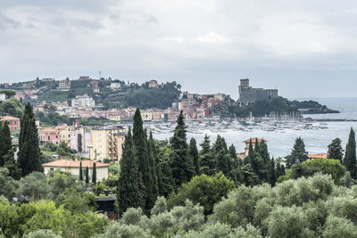 Lanscape of the seafront and the castle of lerici
