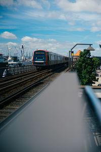 Railroad track against sky
