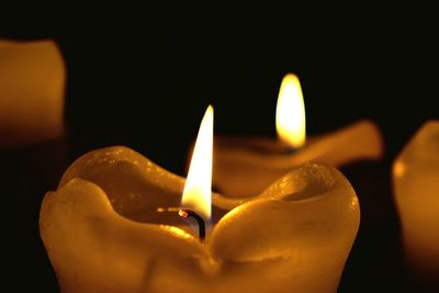 Close-up of illuminated candle