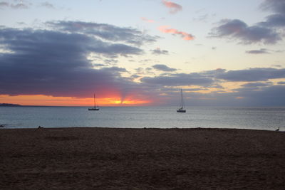 Scenic view of sea against cloudy sky