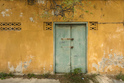 Closed door of old building