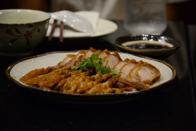 Close-up of meal served in plate