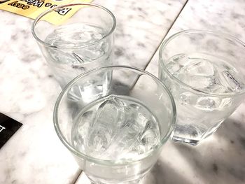 High angle view of beer glass on table