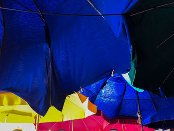 Low angle view of parasols