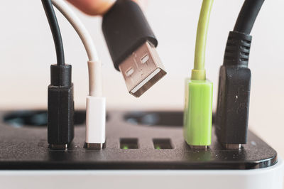 Close-up of mobile phone on table