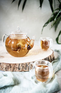 Close-up of tea served on table