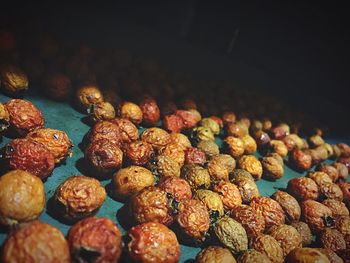 Tilt shot of dried fruit on table