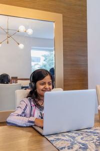 Girl using laptop