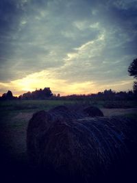 Scenic view of field against sky during sunset