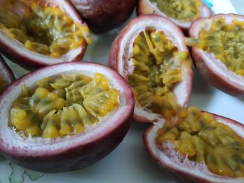 Close-up of fruits in plate