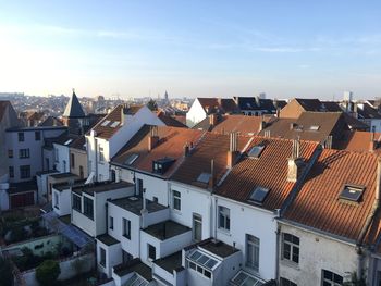 High angle view of townscape against sky