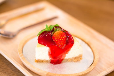 Close-up of dessert in plate on table