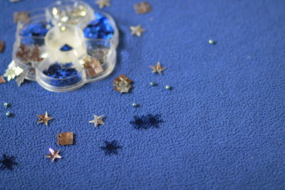 High angle view of cookies on table