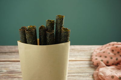 Close-up of cactus on table