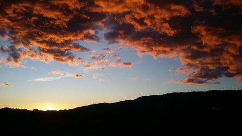 Scenic view of silhouette landscape against sky during sunset