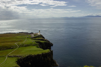 Ocean coast panoramic at neist point lighthouse, scotland, united kingdom