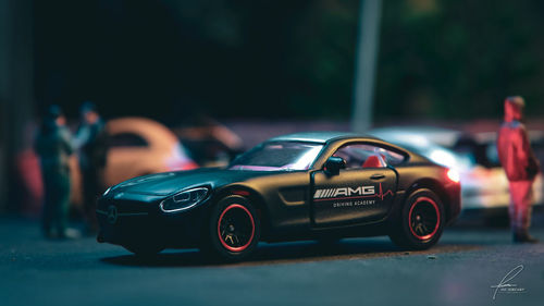 Close-up of toy car on table