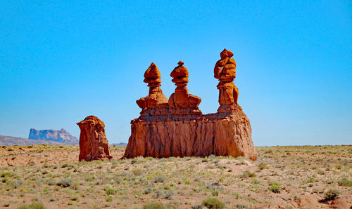 Scenic view of landscape against clear blue sky