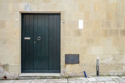 Closed door of building