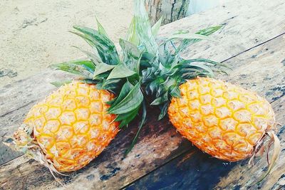 High angle view of fruit on table