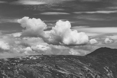 Panoramic shot of clouds over mountain range