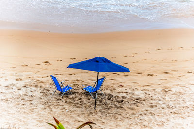 Blue parasol on