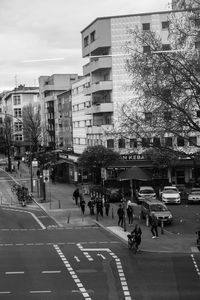 People walking on city street