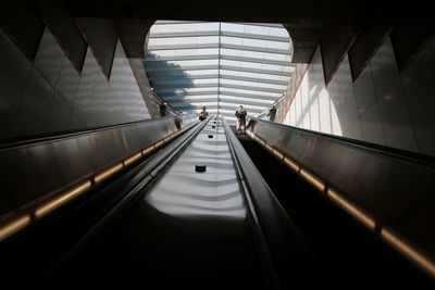 Low angle view of escalator at subway station