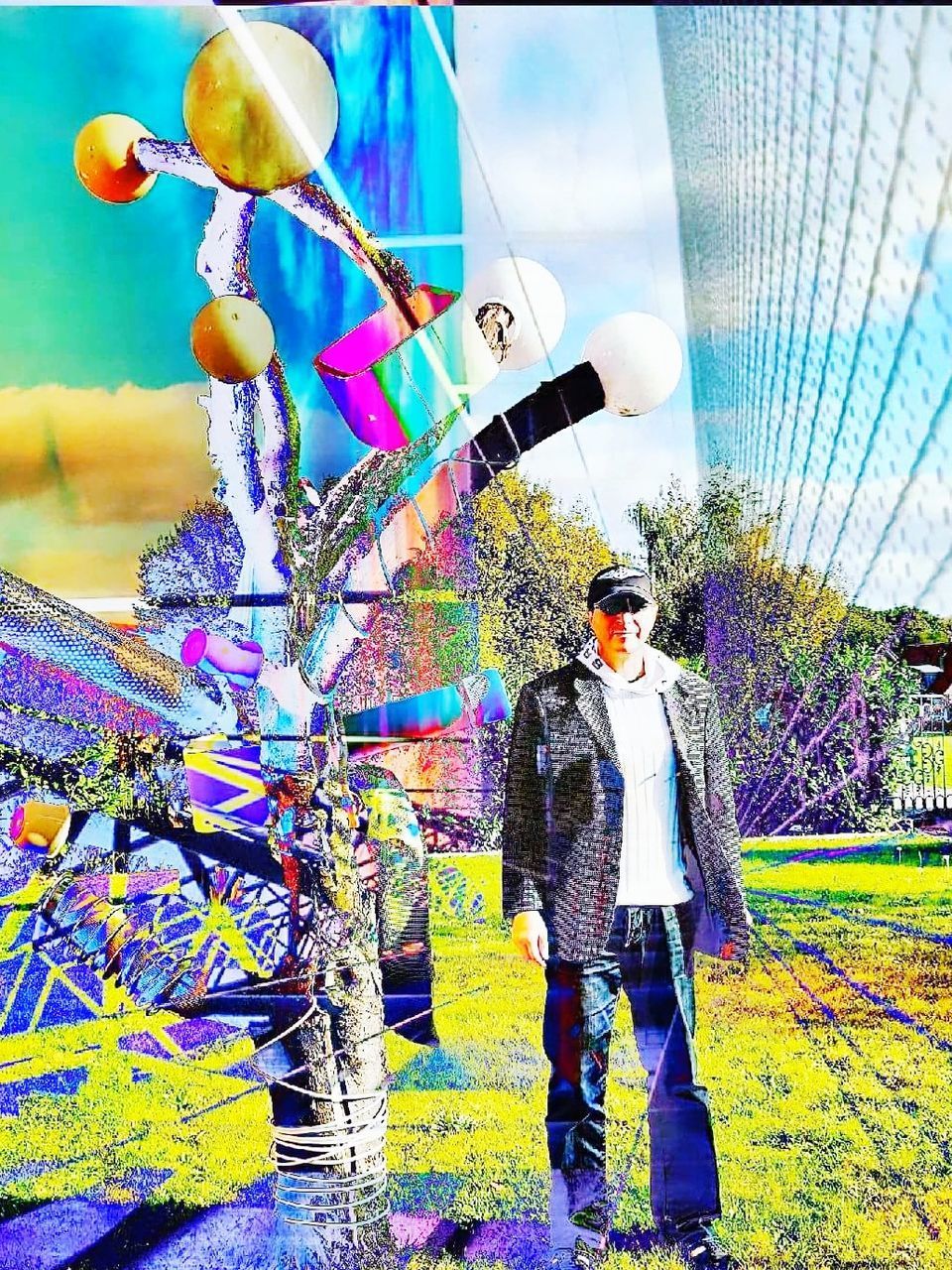 FULL LENGTH PORTRAIT OF MAN STANDING AGAINST MULTI COLORED SKY