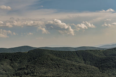 High angle view of mountains against sky