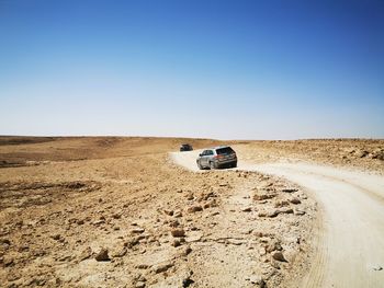 View of car on desert