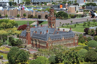 High angle view of buildings in city