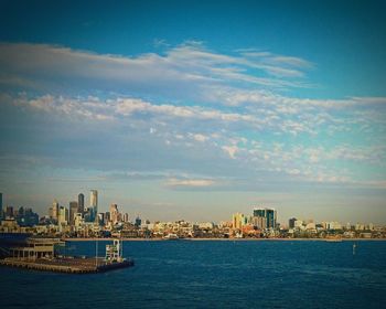 Cityscape against clear sky