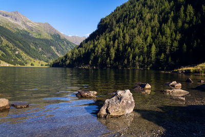 Scenic view of lake against mountain